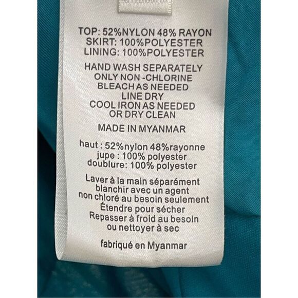 David's Bridal Mini Dress Size 10 Teal Oasis Fi7020 Halter Neck tie Mini - Picture 7 of 9